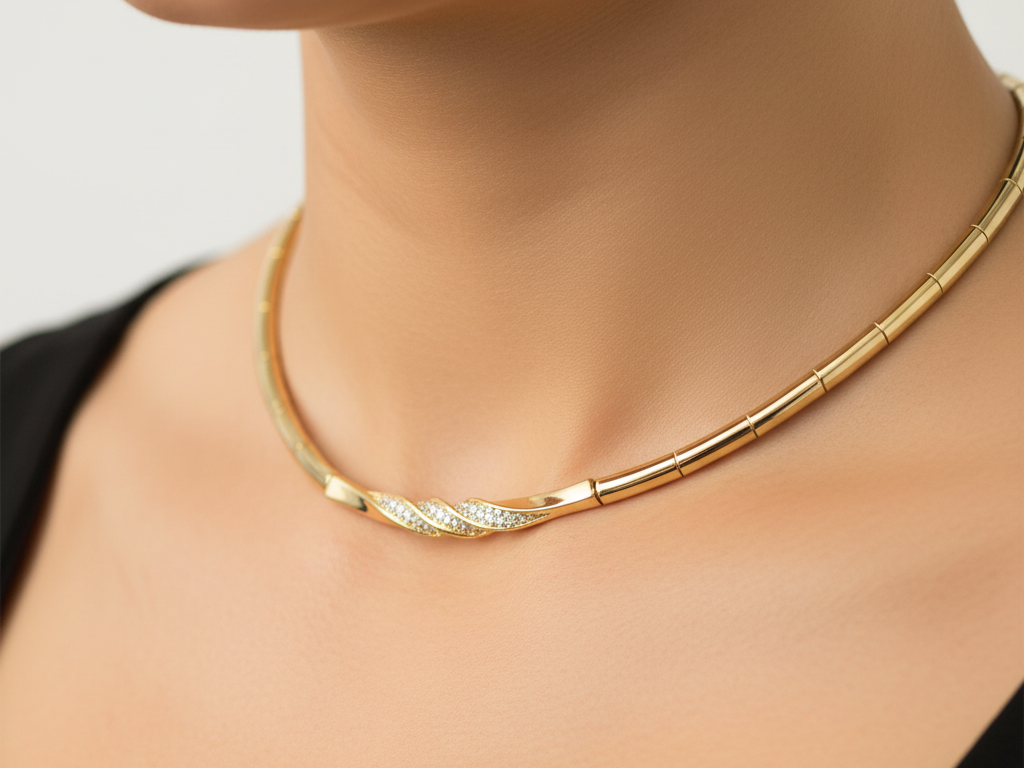 Yellow Plated on Silver White CZ Necklace