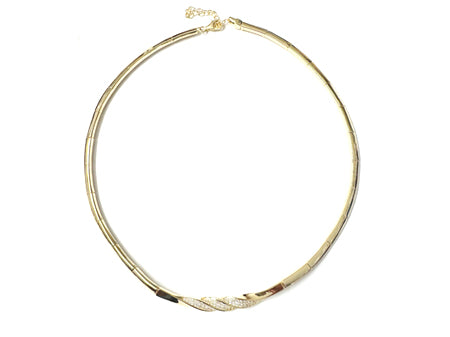 Yellow Plated on Silver White CZ Necklace