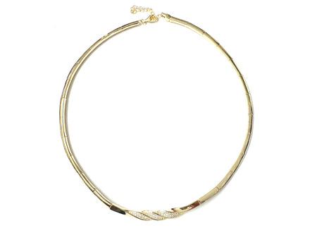 Yellow Plated on Silver White CZ Necklace