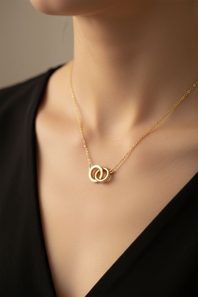 Yellow Plated on Silver White CZ Necklace