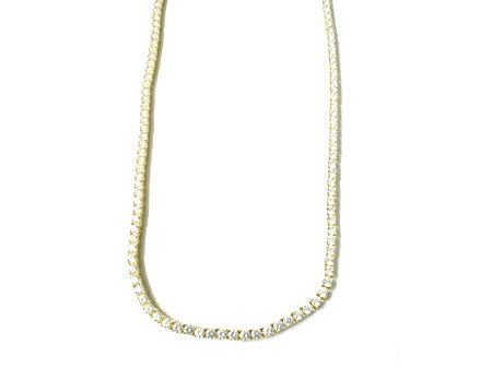 Cubic Zirconia Yellow Plated on Silver 3 x 3mm Stone Tennis Necklace