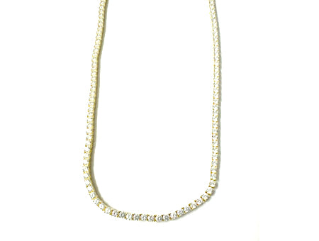 Cubic Zirconia Yellow Plated on Silver 3 x 3mm Stone Tennis Necklace