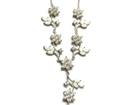 Silver Opal Cz Necklace