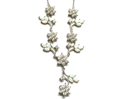 Silver Opal Cz Necklace