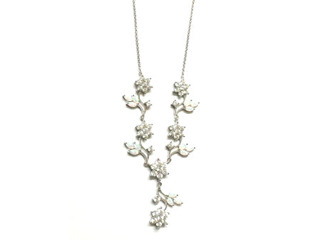 Silver Opal Cz Necklace