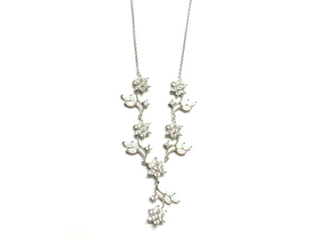 Silver Opal Cz Necklace