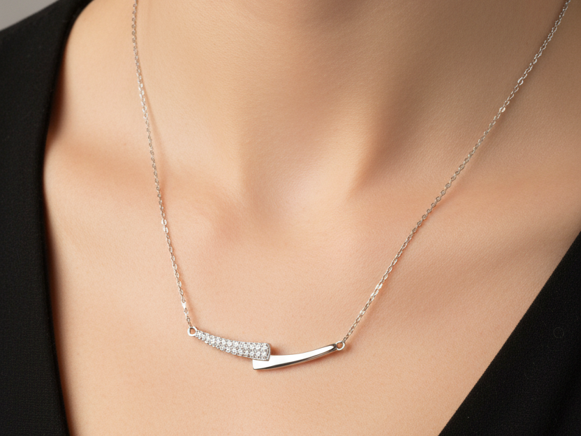 A White Gold Cz Necklace