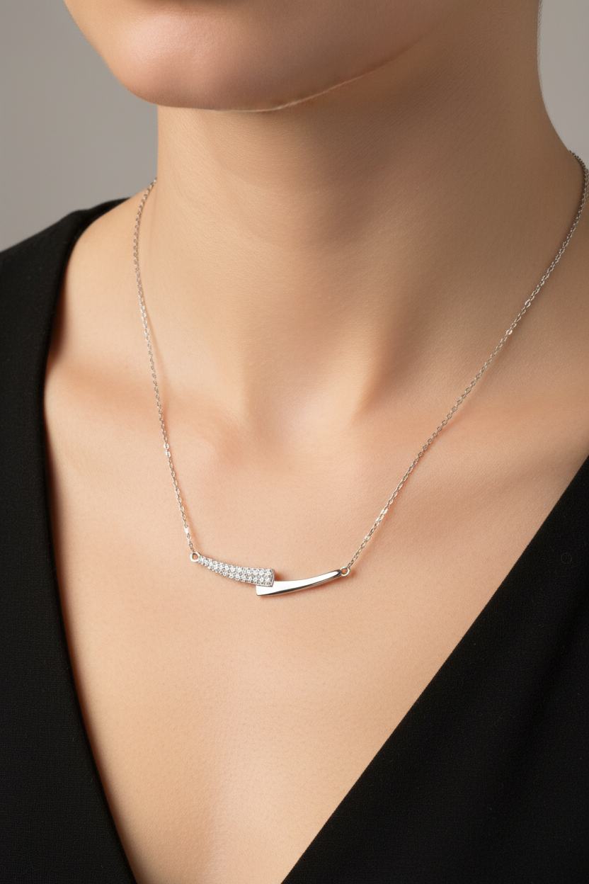 A White Gold Cz Necklace