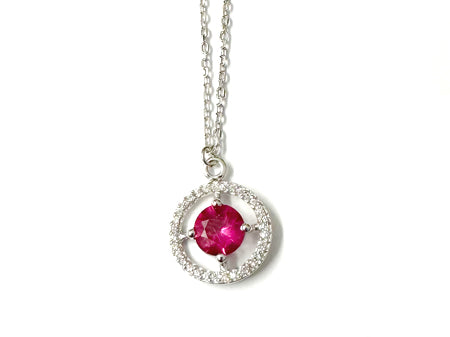 A White Gold Ruby Cz Necklace