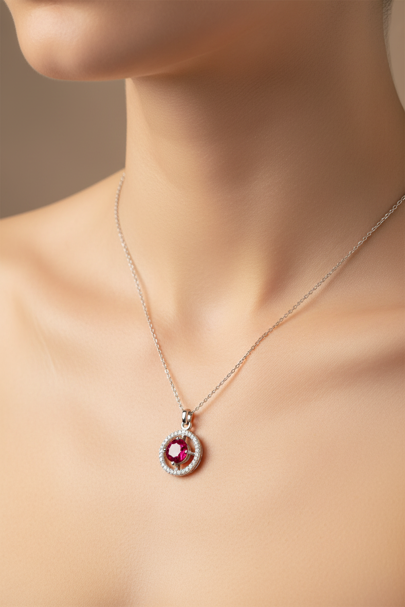 9 CT White Gold Ruby Cz Earring.