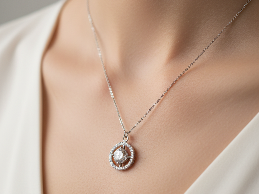 A White Gold White Cz Necklace