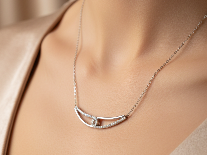 A White Gold Cz Necklace