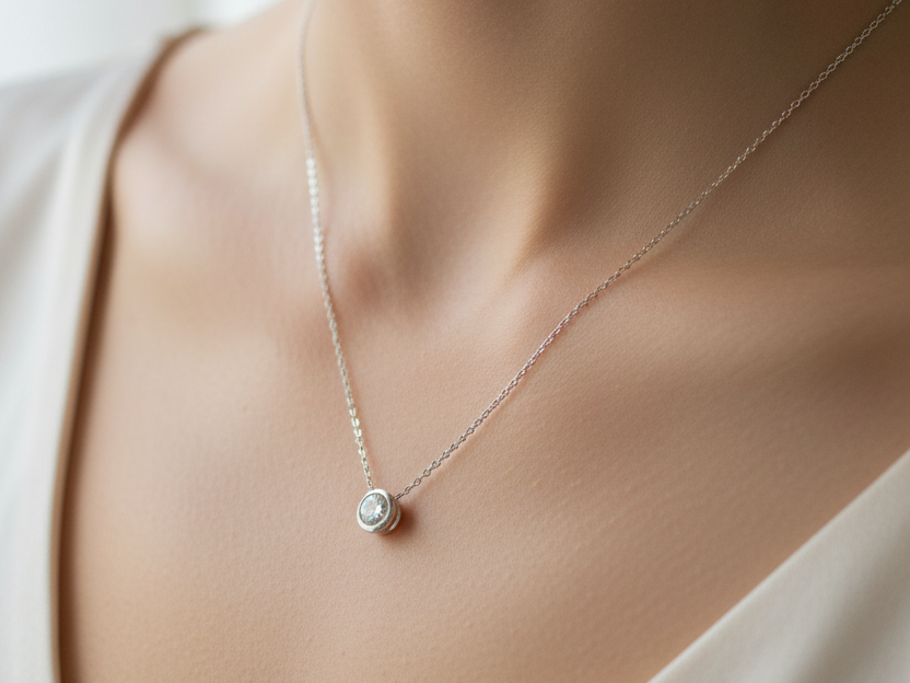 A White Gold Cz Necklace