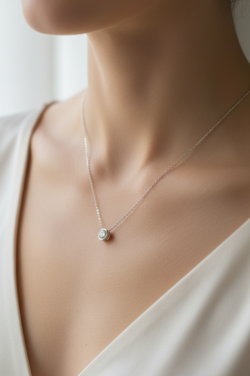 A White Gold Cz Necklace