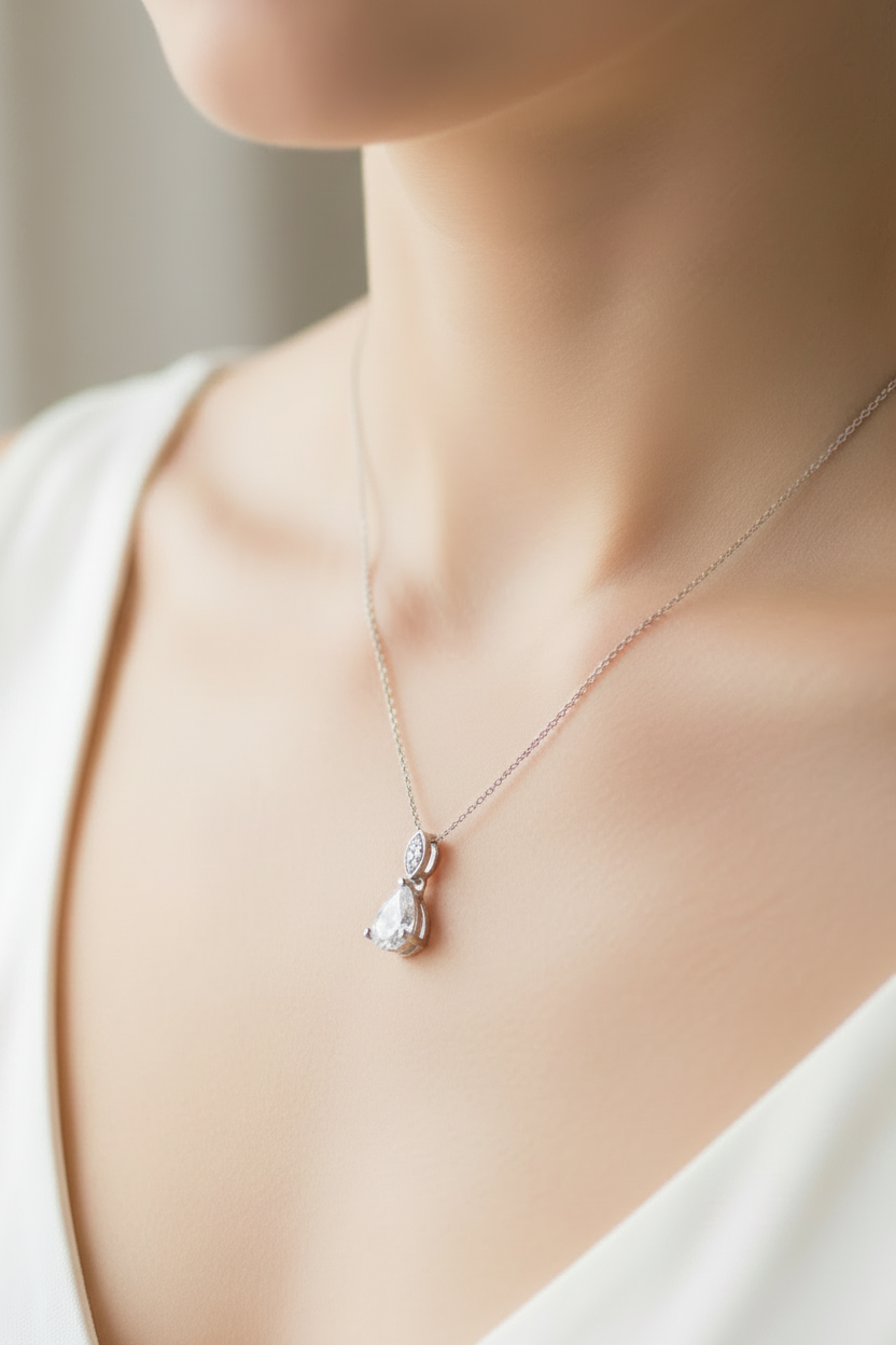A White Gold White Cz Necklace