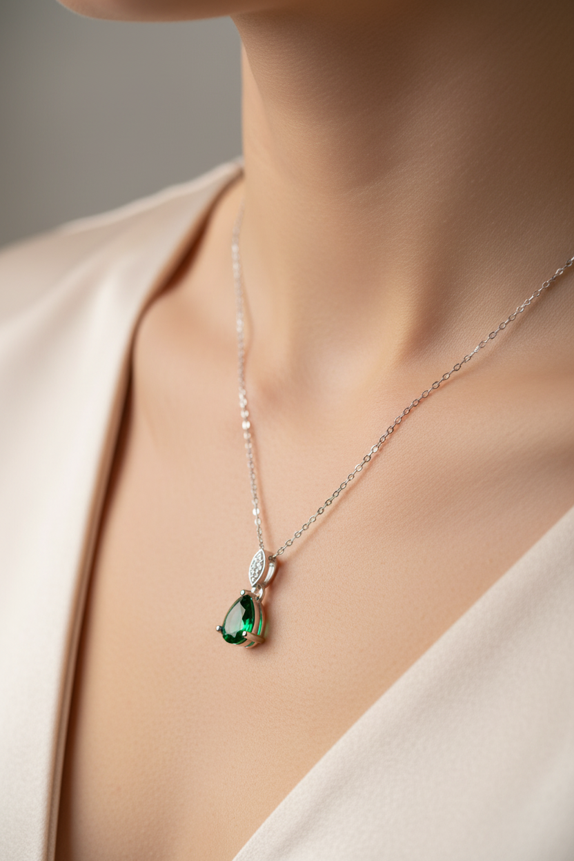 9 CT White Gold Emerald Cz Earring.