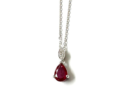 A White Gold Ruby Cz Necklace