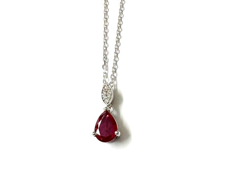 A White Gold Ruby Cz Necklace