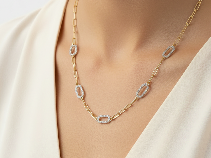 9ct Yellow Gold Cz Necklace