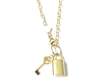 A 9 CT Yellow Gold Padlock And Key Necklace