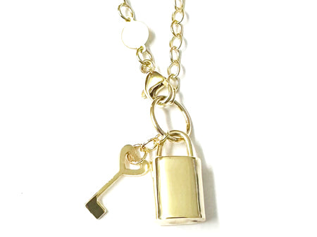 A 9 CT Yellow Gold Padlock And Key Necklace