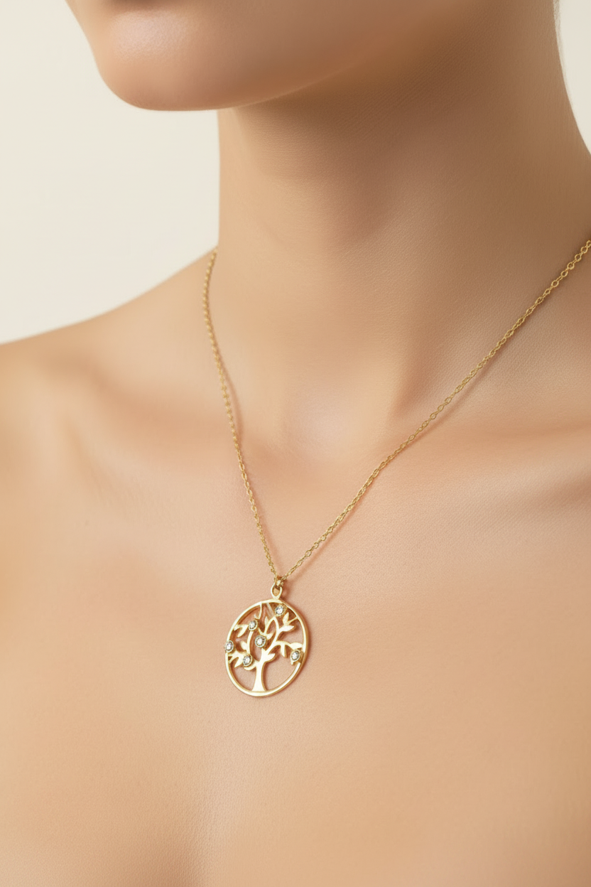 A Yellow Gold Cz Necklace