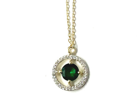A Yellow Gold Emerald Cz Necklace