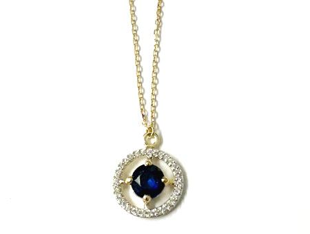 A Yellow Gold Sapphire Cz Necklace
