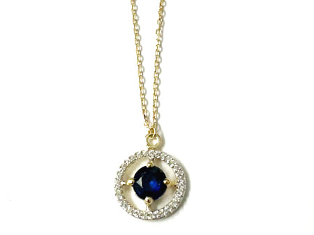 9 CT Yellow Gold Sapphire & White Cz Earring.