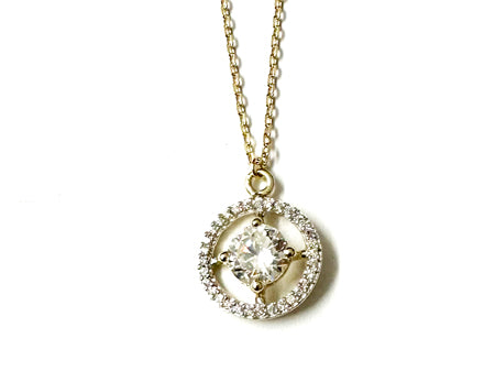 A Yellow Gold White Cz Necklace