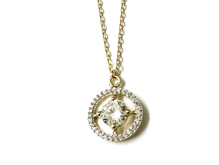 9 CT Yellow Gold White Cz Earring.