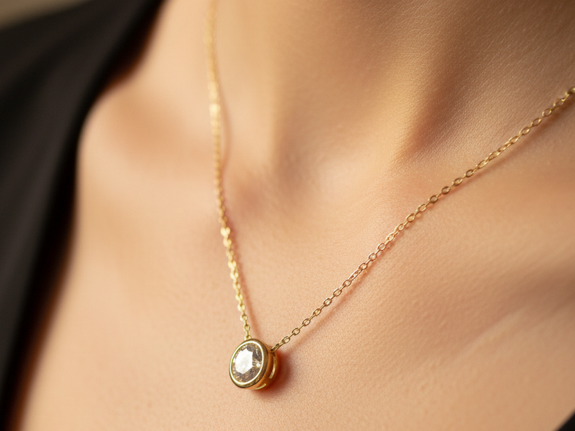 9ct Yellow Gold Cz Necklace
