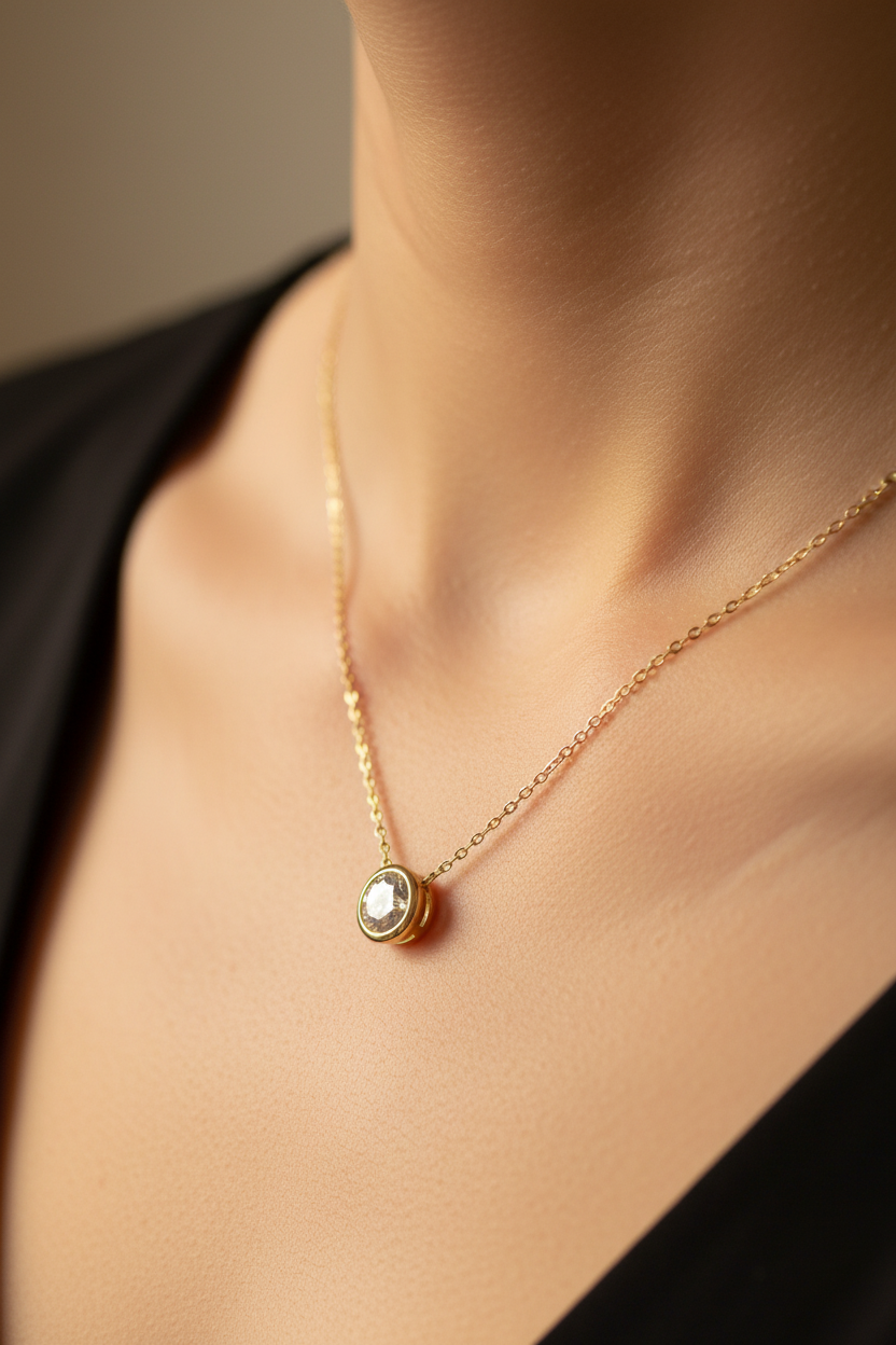 9ct Yellow Gold Cz Necklace