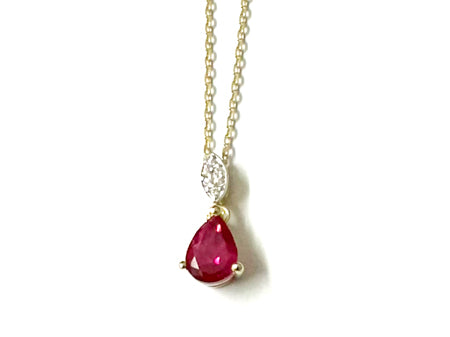 A Yellow Gold Ruby Cz Necklace