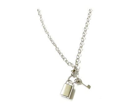 Simply Silver Padlock and Key Necklace