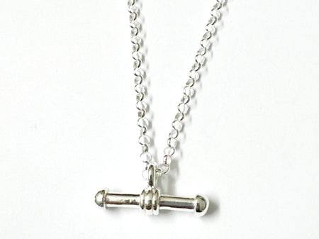 21mm x 4mm Silver T Bar Necklace.