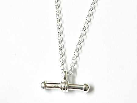 21mm x 4mm Silver T Bar Necklace.