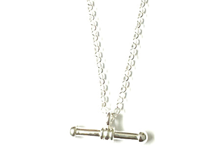 24mm x 4mm Silver T Bar Necklace.