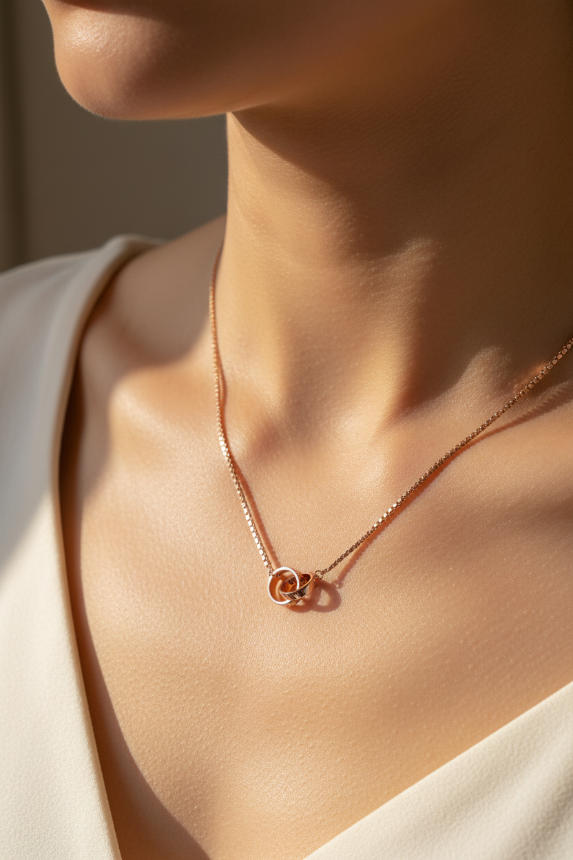 Silver with Rose Gold Plate Necklace