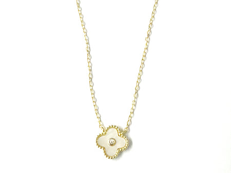 Yellow Plated on Silver 4 Leaf Clover Necklace.
