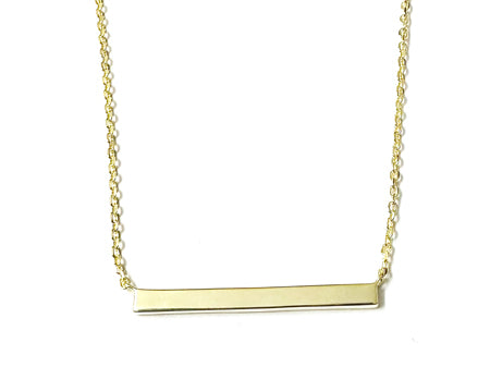 2 Sided Yellow Plated on Silver Bar Necklace.