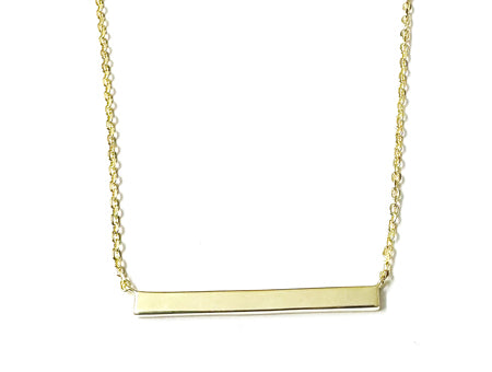 2 Sided Yellow Plated on Silver Bar Necklace.