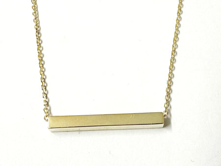 4 Sided Yellow Plated on Silver Bar Necklace.