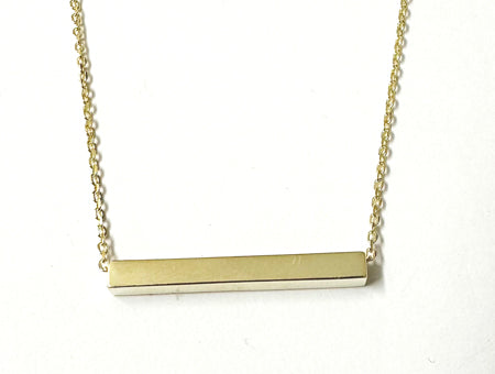 4 Sided Yellow Plated on Silver Bar Necklace.