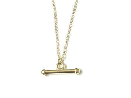 24mm x 4mm Yellow Plated on Silver T Bar Necklace.