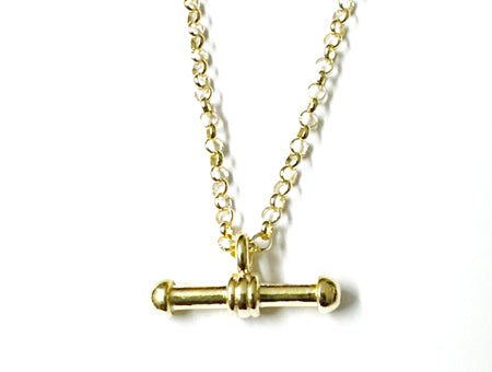 21mm x 4mm Yellow Plated on Silver T Bar Necklace.