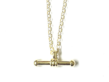 24mm x 4mm Yellow Plated on Silver T Bar Necklace.