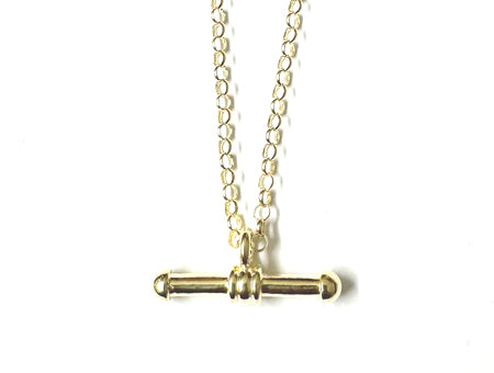 24mm x 4mm Yellow Plated on Silver T Bar Necklace.