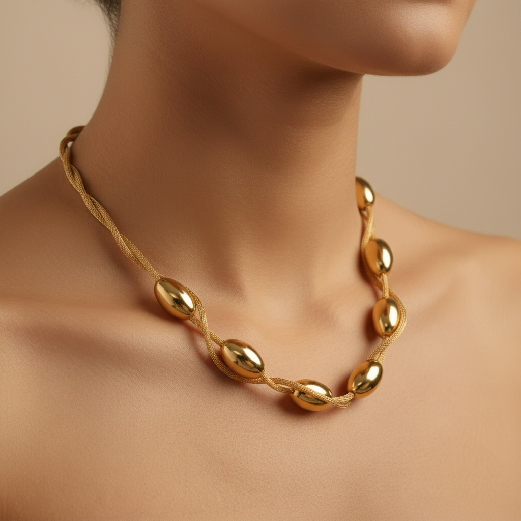Silver With Yellow Gold Plate Necklace