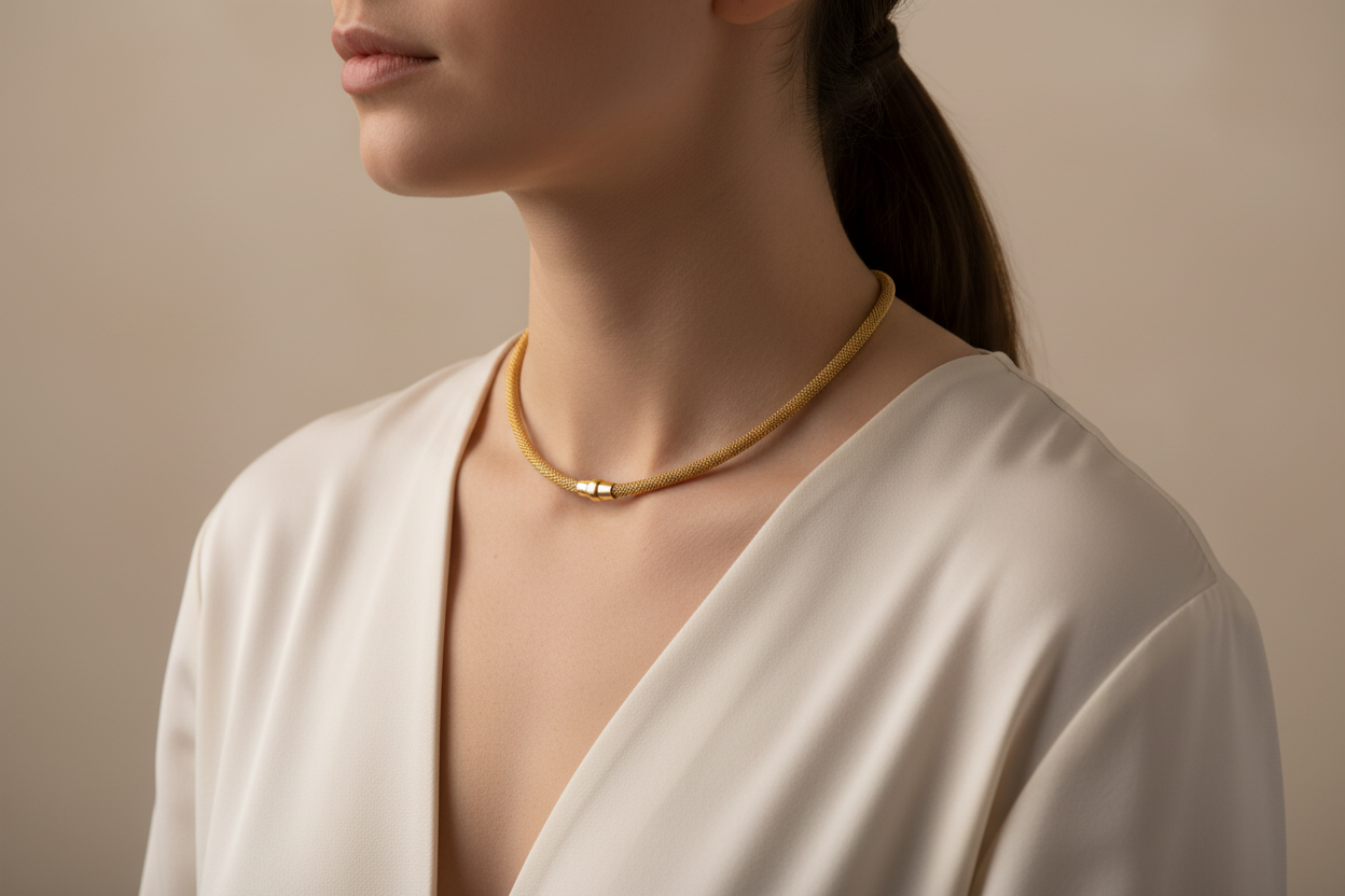 Silver With Yellow Gold Plate  Necklace